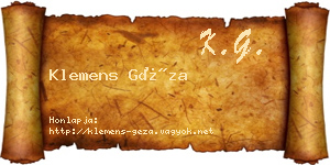 Klemens Géza névjegykártya